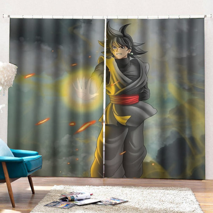 DBZ Goku Black Zamasu Potara Fusion Realistic Drawing Style Cool Curtains with Hooks