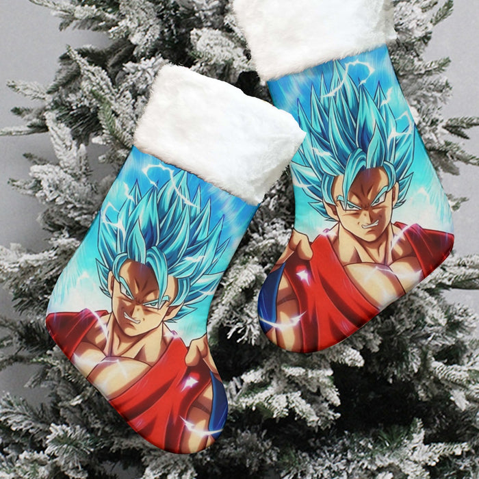 Dragon Ball Super Shirt  Goku Blue Lightning SSGSS Design Christmas Socks