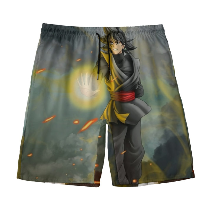 DBZ Goku Black Zamasu Potara Fusion Realistic Drawing Style Cool Beach Shorts