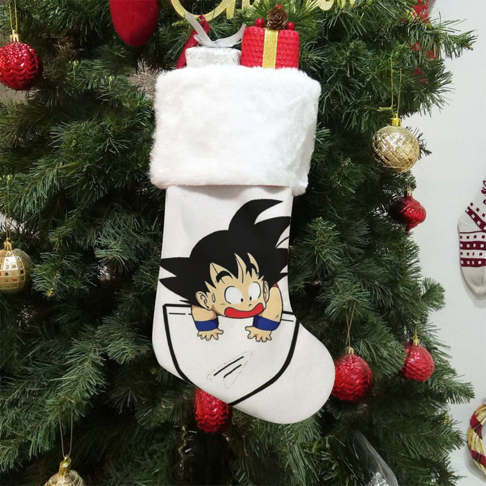 Smiling Goku On Pocket Of Dragon Ball Z Christmas Socks