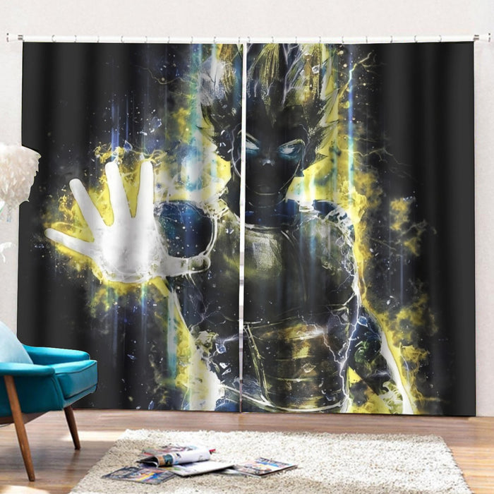 Dragon Ball Z Super Saiyan Vegeta Yellow Aura Epic Curtains with Hooks