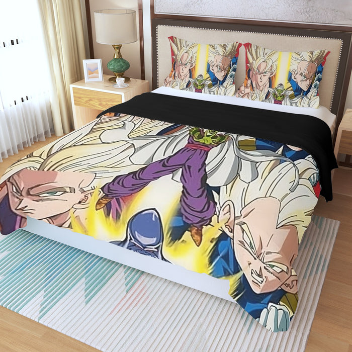 Dragon Ball Goku Vegeta Saiyan Piccolo Namekian Vibrant Design Three Piece Duvet Cover Set