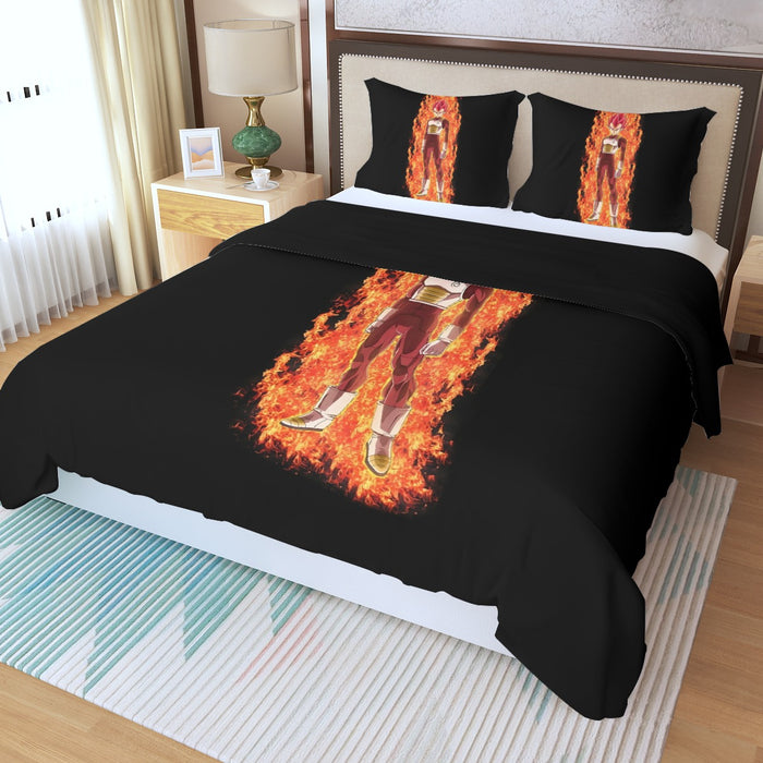 DBZ Vegeta Super Saiyan God Whis Symbol Fire Aura Streetstyle  Three Piece Duvet Cover Set