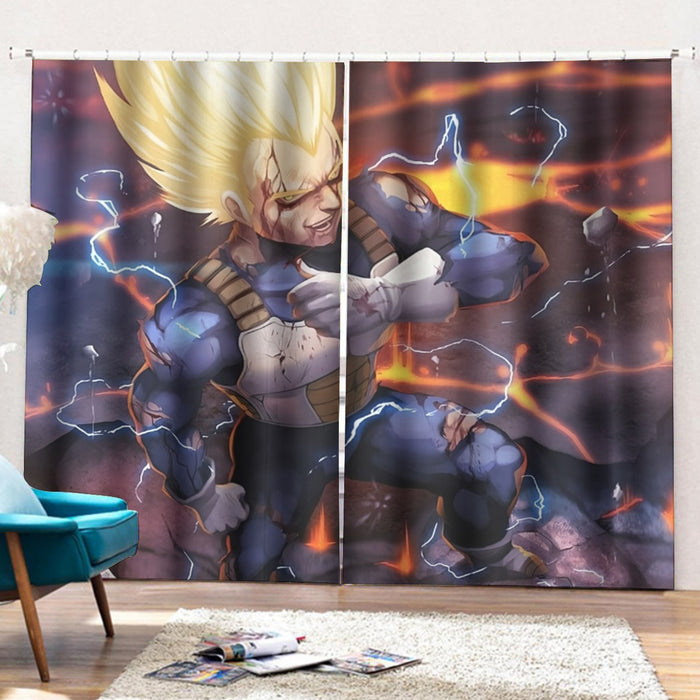 Dragon Ball Z Vegeta Super Saiyan Lightning Custom Curtains with Hooks