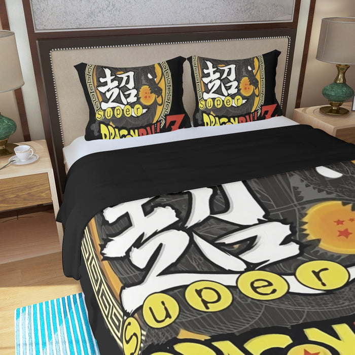 Dragon Ball Z Super Kanji Epic Dragon Spirit Shenron Three Piece Duvet Cover Set