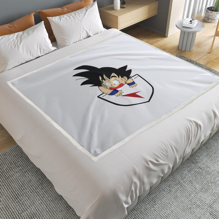 Dragon Ball Kid Goku Coming Out Of Pocket Household Warm Blanket