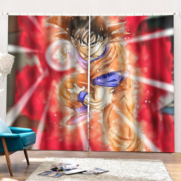 Dragon Ball Super Goku Red Kaioken Energy Epic Punch Curtains with Hooks