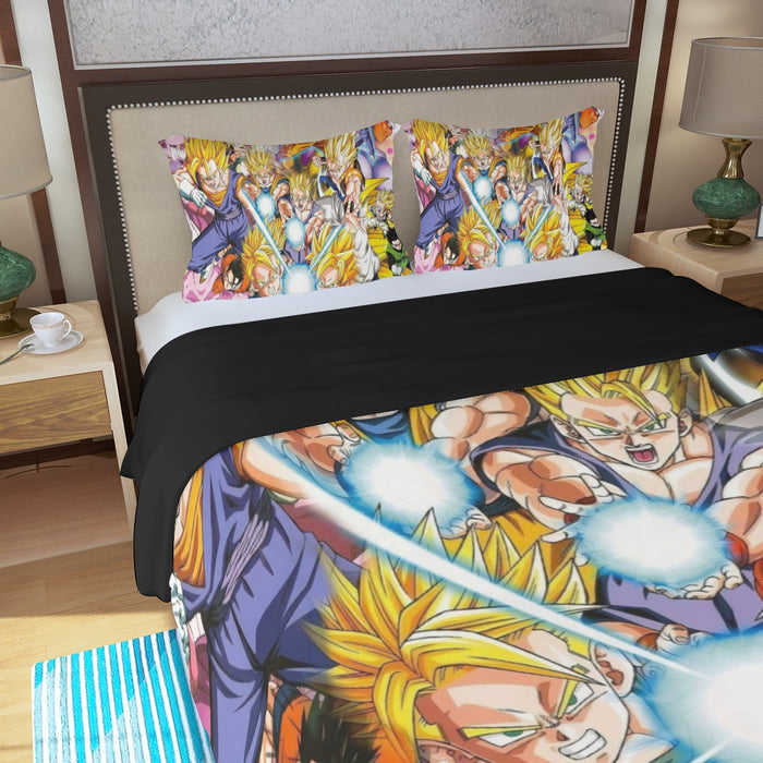 DBZ Goku Gohan Goten Super Saiyan Kamehameha Color Design Three Piece Duvet Cover Set