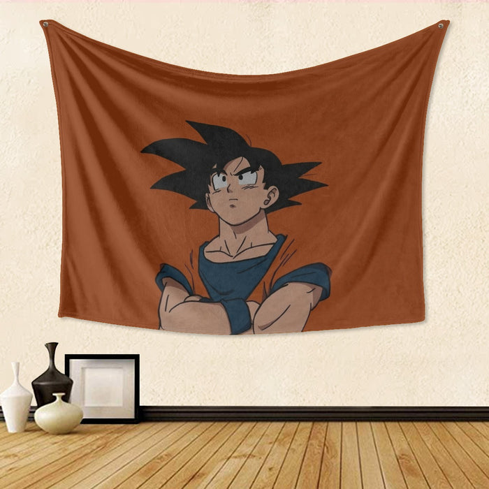 Goku Orange Minimalistic Background Tapestry