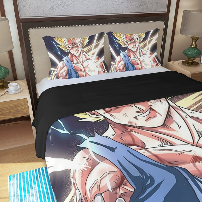 DBZ Majin Vegeta Saiyan Prince Fight Injure Manga Style Trending Three Piece Duvet Cover Set