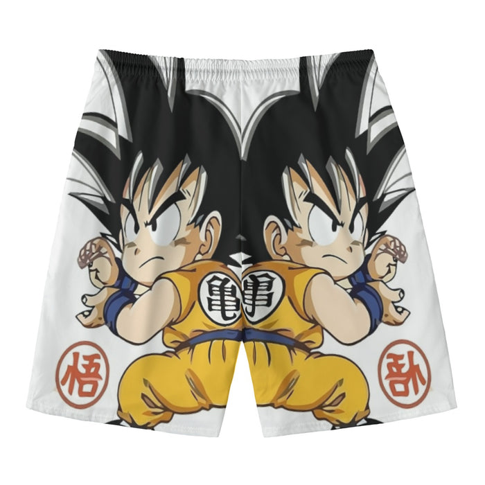 Cute Kid Goku Yellow Clothing Dragon Ball Z Beach Shorts