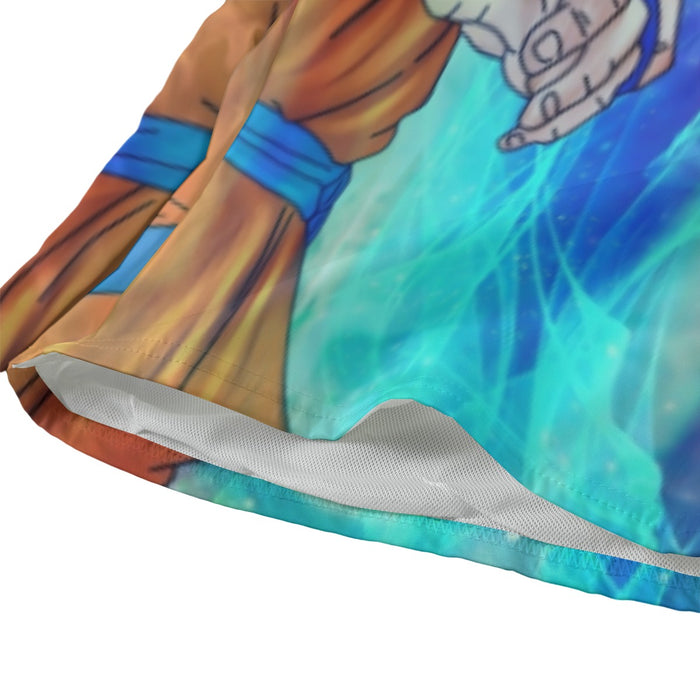 DBZ Goku Super Saiyan God Blue SSGSS Power Aura Fire Theme Design Beach Pants