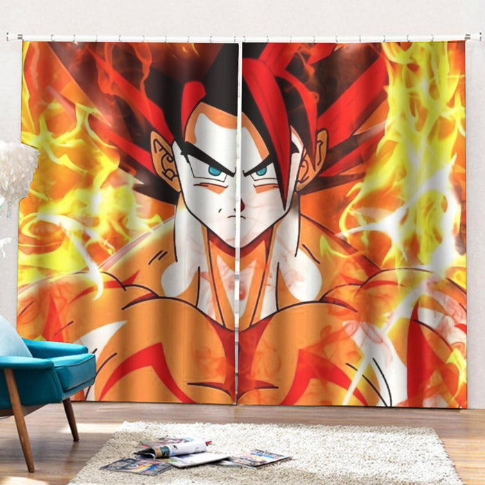 Dragon Ball Goku Super Saiyan Rose Flaming Fan Art Curtains with Hooks