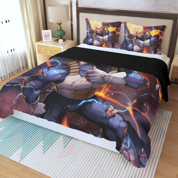 Dragon Ball Z Vegeta Super Saiyan Lightning Custom Three Piece Duvet Cover Set