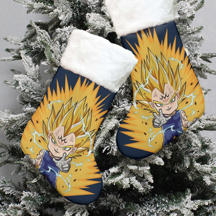 DBZ Majin Vegeta Super Saiyan Prince Power Aura Chibi Sketch Christmas Socks