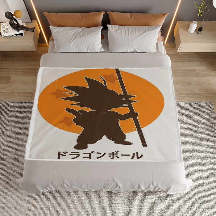 Dragon Ball Z Kid Goku Shadow Logo White Household Warm Blanket