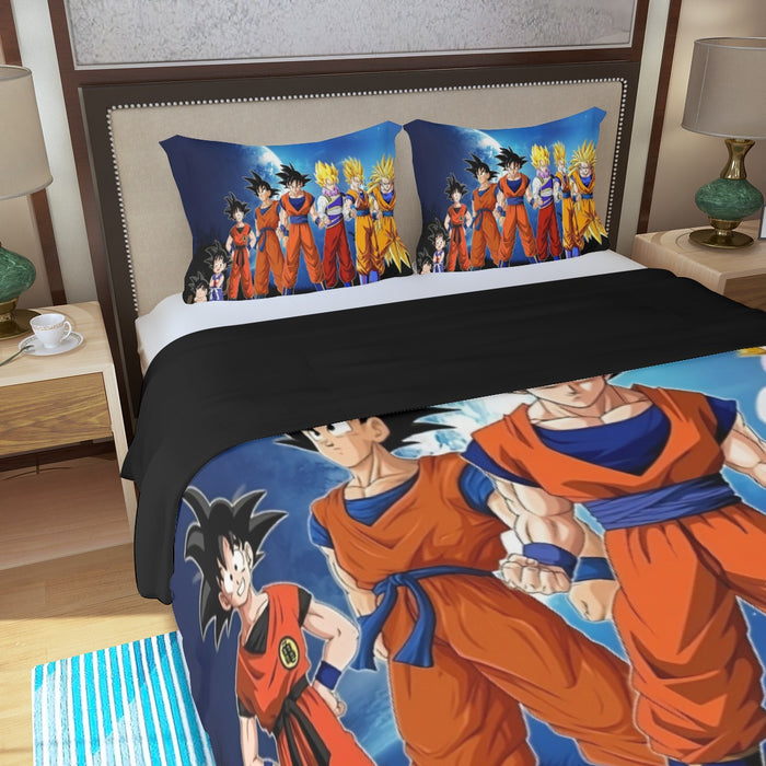 Dragon Ball Z Cool Goku Super Saiyan Transformation Three Piece Duvet Cover Set