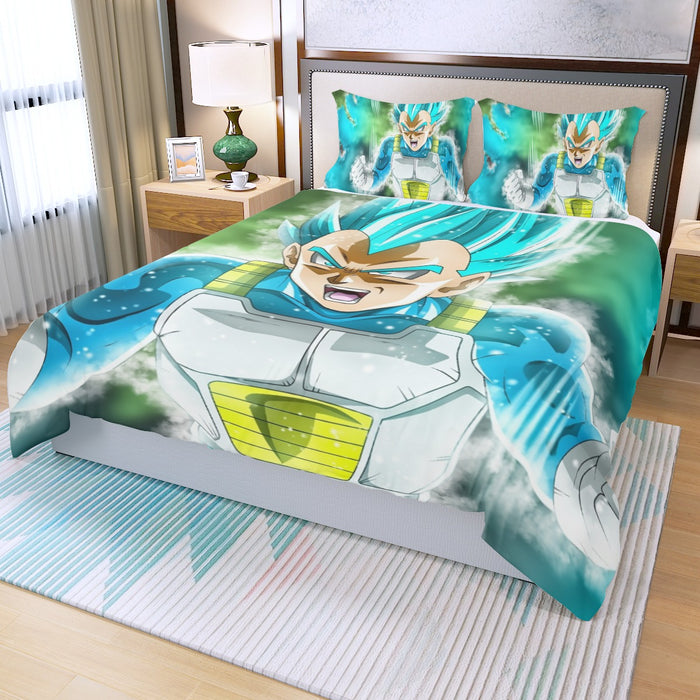 Dragon Ball Super Blue Vegeta Super Saiyan God Cool  Three Piece Duvet Cover Set