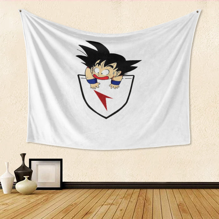 Dragon Ball Kid Goku Coming Out Of Pocket Tapestry