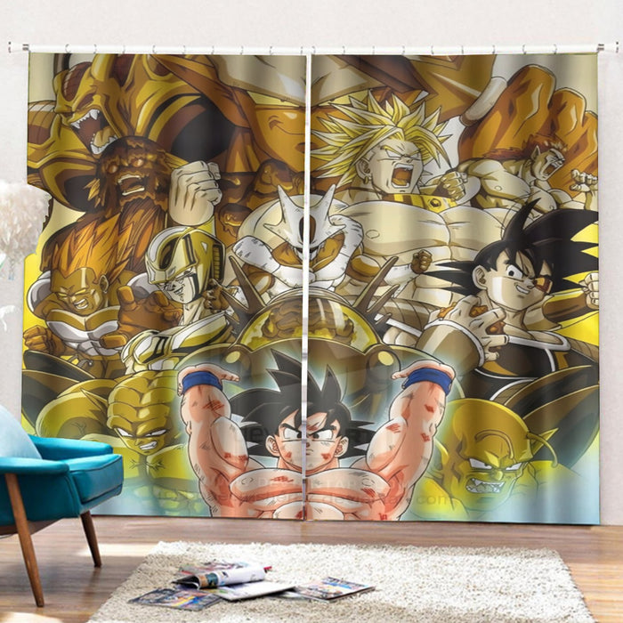 DBZ Goku Spirit Bomb Destroy Villains Cooler Broly Namek Golden Curtains with Hooks