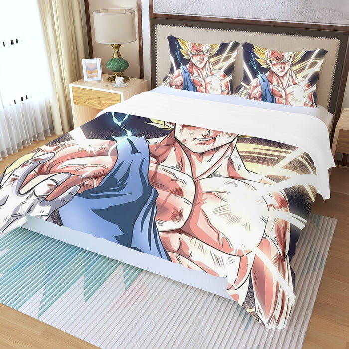 DBZ Majin Vegeta Saiyan Prince Fight Injure Manga Style Trending Three Piece Duvet Cover Set