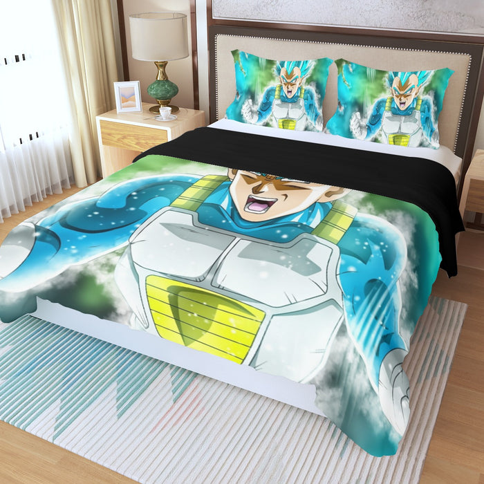 Dragon Ball Super Blue Vegeta Super Saiyan God Cool  Three Piece Duvet Cover Set