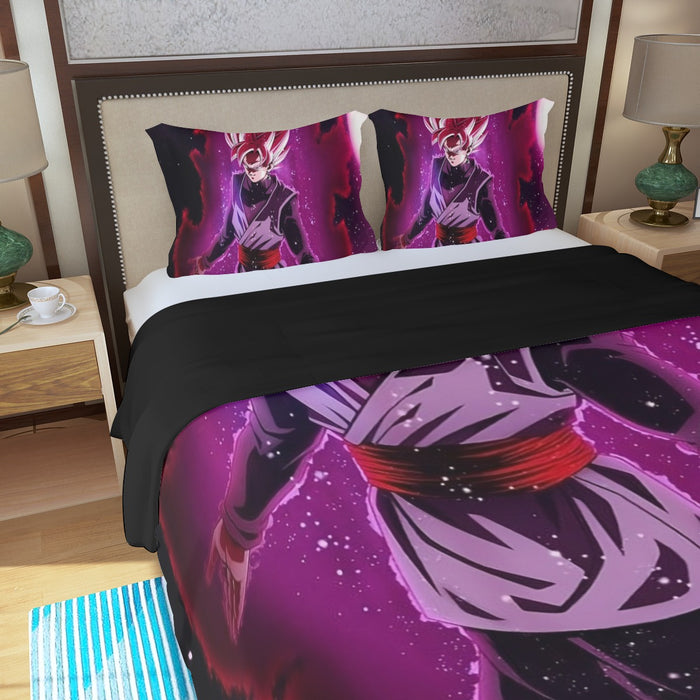 Dragon Ball Black Goku Rose 2 Ultra Instinct Dope 3D Three Piece Duvet Cover Set