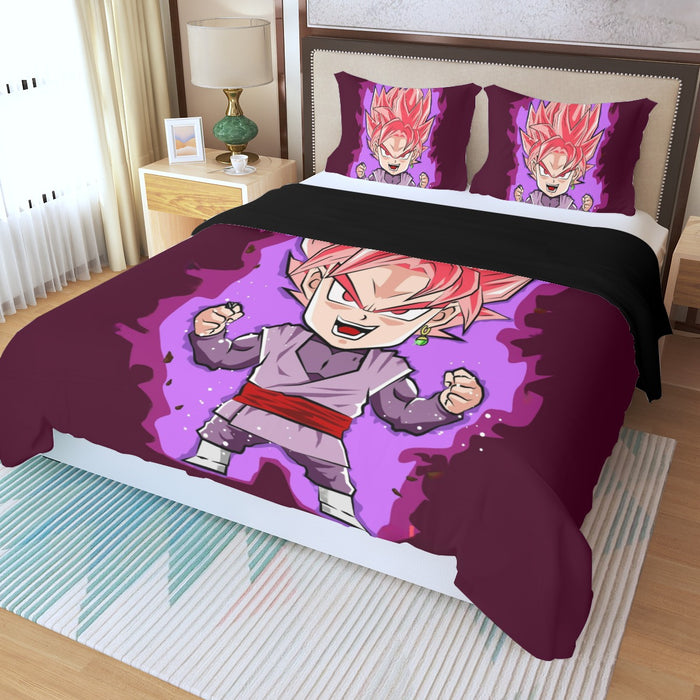 DBZ Goku Black Zamasu Rose Super Saiyan Cute Chibi Design Three Piece Duvet Cover Set