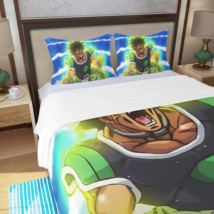 Dragon Ball Z Broly Wearing His Control Mechanism Three Piece Duvet Cover Set