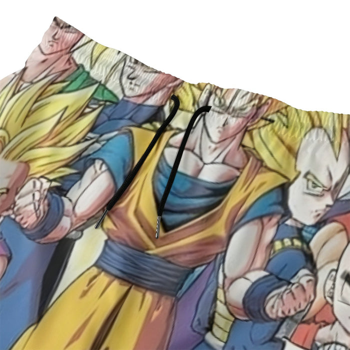 DBZ Goku Vegeta Super Saiyan Krillin Piccolo All Heroes Vibrant Design Beach Pants