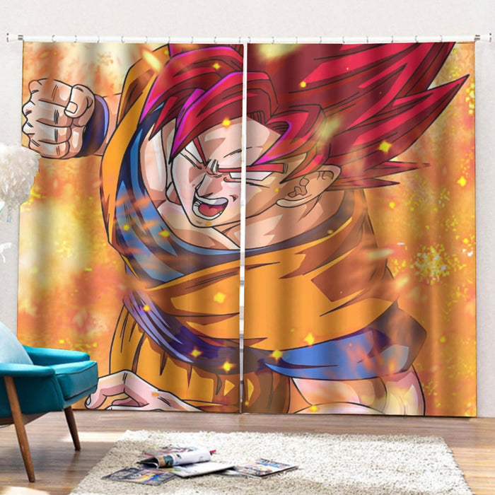 Dragon Ball Super Goku Rage Red Ultra Instinct Dope Curtains with Hooks