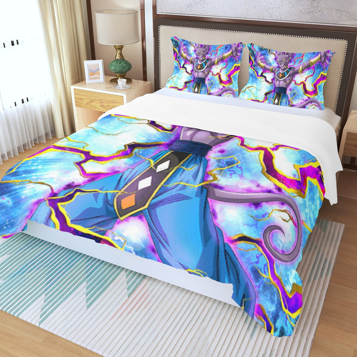 Dragon Ball Super Beerus Destruction God Egyptian Cat Vibrant Design Three Piece Duvet Cover Set