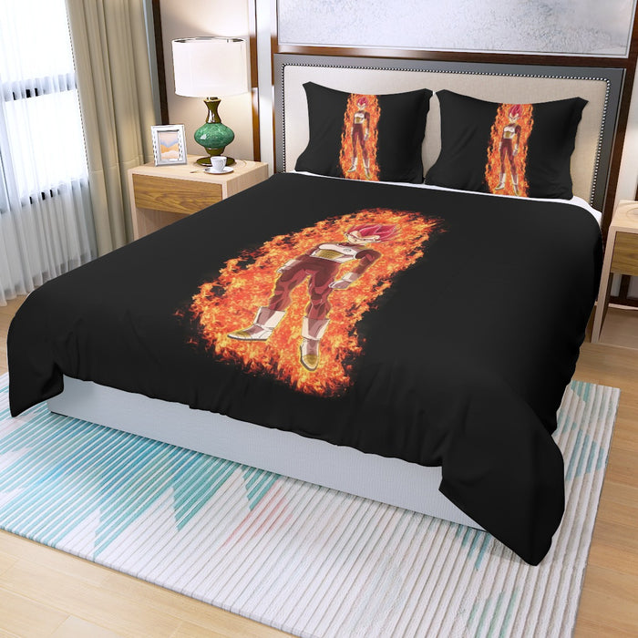 DBZ Vegeta Super Saiyan God Whis Symbol Fire Aura Streetstyle  Three Piece Duvet Cover Set