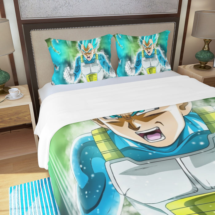 Dragon Ball Super Blue Vegeta Super Saiyan God Cool  Three Piece Duvet Cover Set