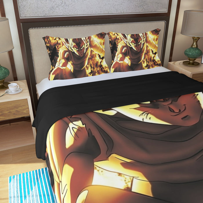 Dragon Ball Z Dope Majin Vegeta Grin Yellow Aura Three Piece Duvet Cover Set