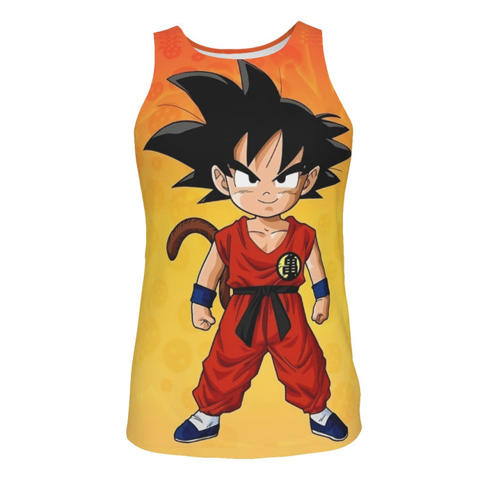 Cute Young Kid Goku Yellow Dragon Ball 3D Tank Top