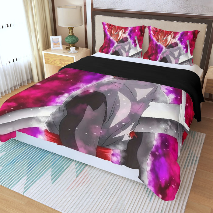 Dragon Ball Super Black Goku Rose Impaled Trunks Sword Three Piece Duvet Cover Set