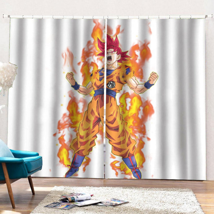 Awesome Goku Super Saiyan God Transformation DBZ Curtains with Hooks