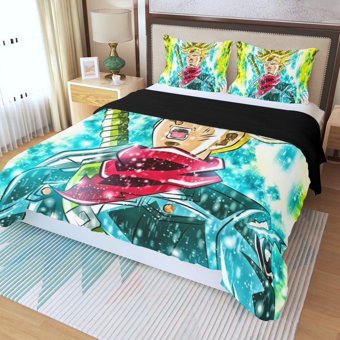 DBZ Trunks Super Saiyan Powerful Battle Ultimate Transformation Design Three Piece Duvet Cover Set