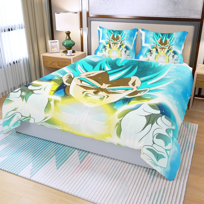 Dragon Ball Blue Vegeta Super Saiyan God Kamehameha Three Piece Duvet Cover Set