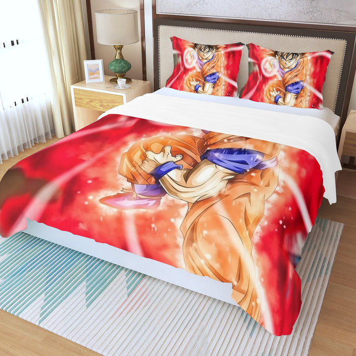 Dragon Ball Super Goku Red Kaioken Energy Epic Punch Three Piece Duvet Cover Set