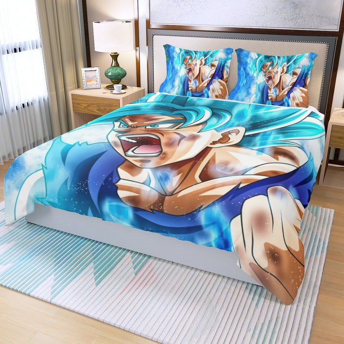 Dragon Ball Goku Blue Kaioken Ultra Instinct Epic 3D Three Piece Duvet Cover Set
