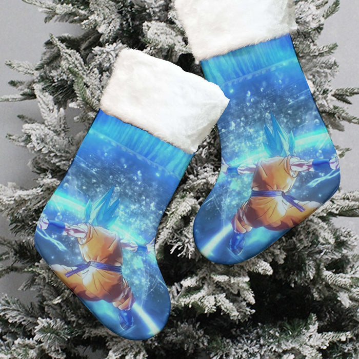 DBZ Goku SSGSS Saiyan God Blue Aura Blasting Streetwear Christmas Socks