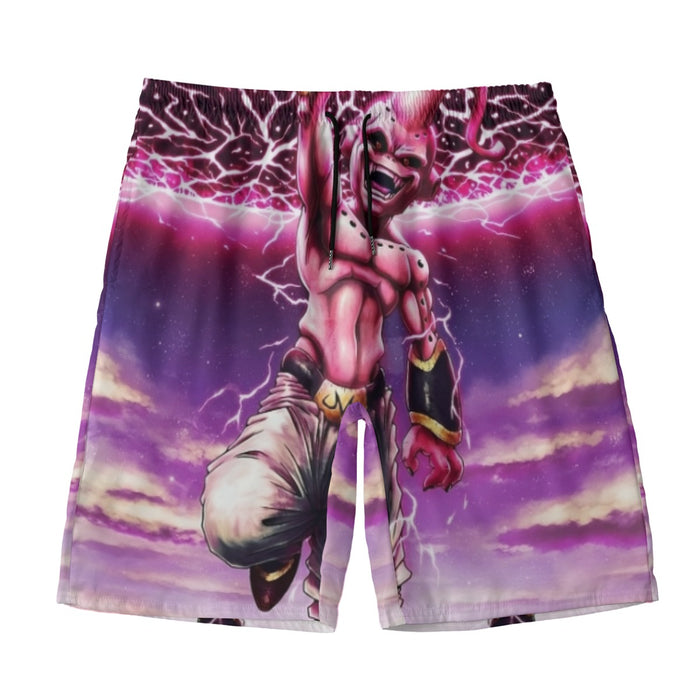 DBZ Kid Buu Super Villain Giant Ki Blast Realistic Design Beach Shorts