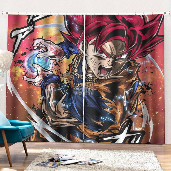 Goku Super Saiyan God Curtains with Hooks