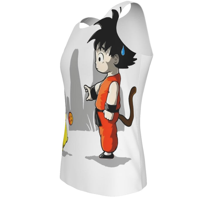 Goku Throwing A Dragon Ball At Pikachu Tank Top