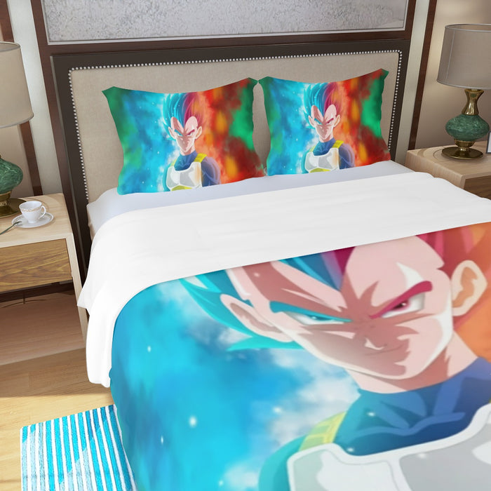 DBZ Vegeta Super Saiyan God Blue SSGSS Cool Portraits Three Piece Duvet Cover Set