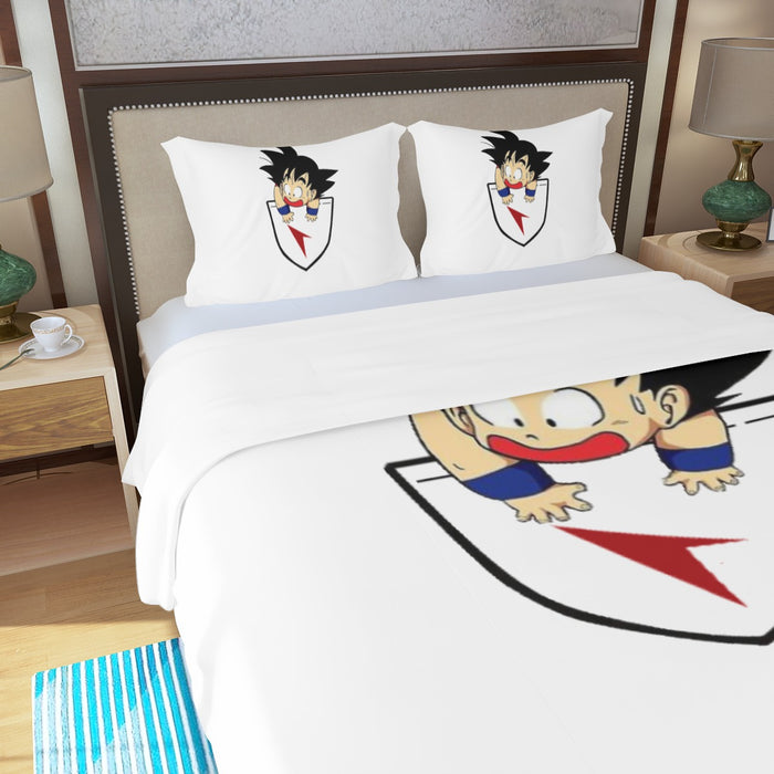 Dragon Ball Kid Goku Coming Out Of Pocket Three Piece Duvet Cover Set