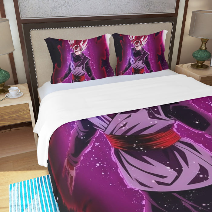 Dragon Ball Black Goku Rose 2 Ultra Instinct Dope 3D Three Piece Duvet Cover Set