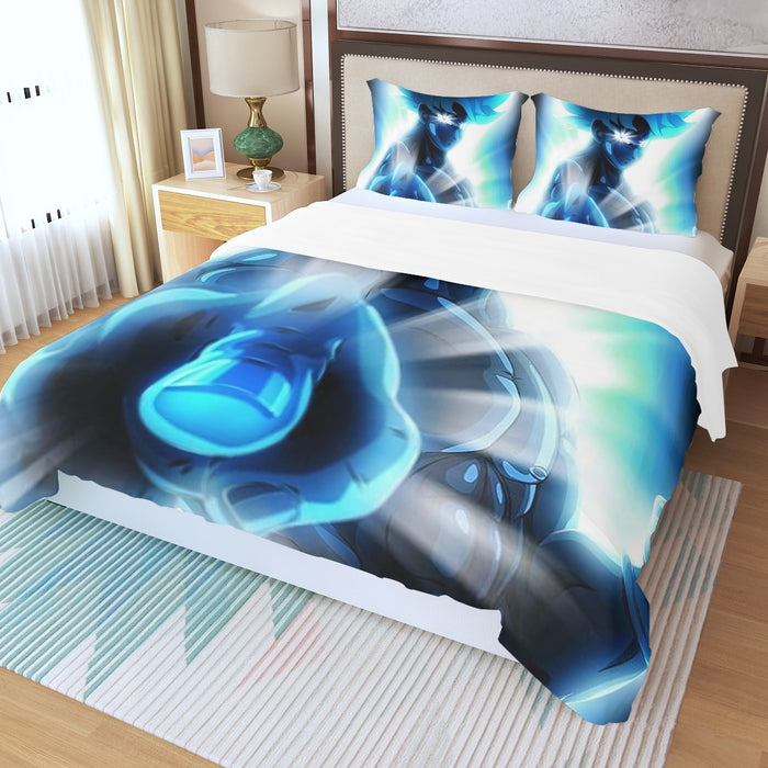 Dragon Ball Super Blue Son Goku Epic Ultra Instinct Three Piece Duvet Cover Set